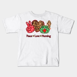 Peace Love Nursing Chirstmas Kids T-Shirt